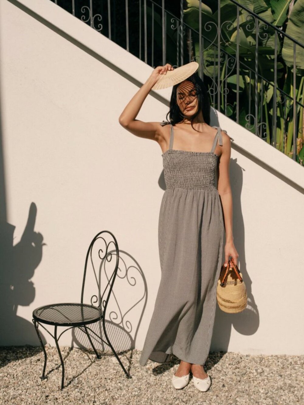 Whimsy + Row Sophie Tie Strap Dress Black Gingham